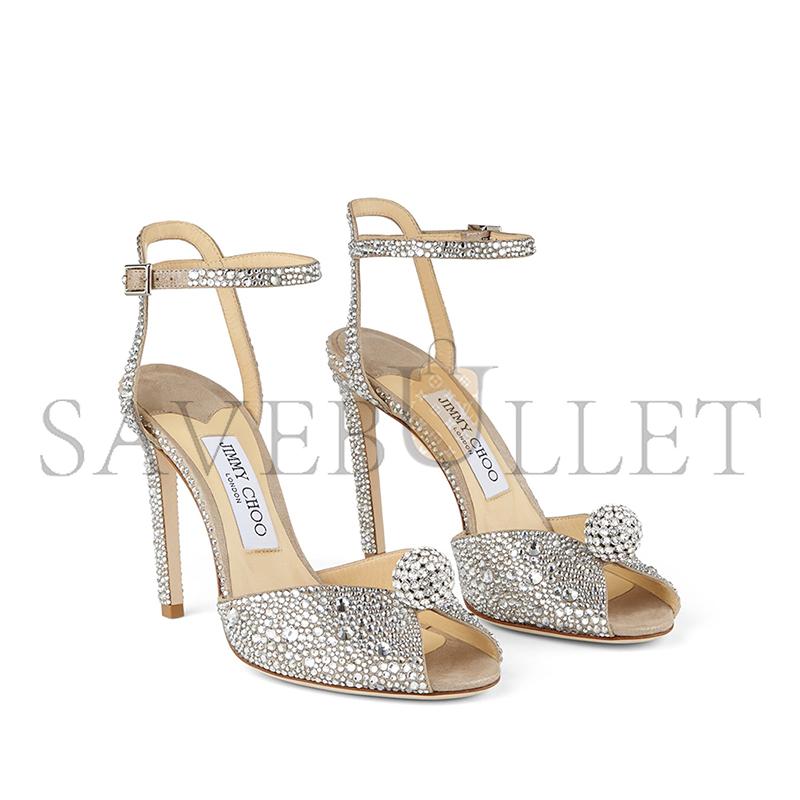 J1m*y Ch00 nude suede sandals with hotfix crystals and sphere detail sacora100phz